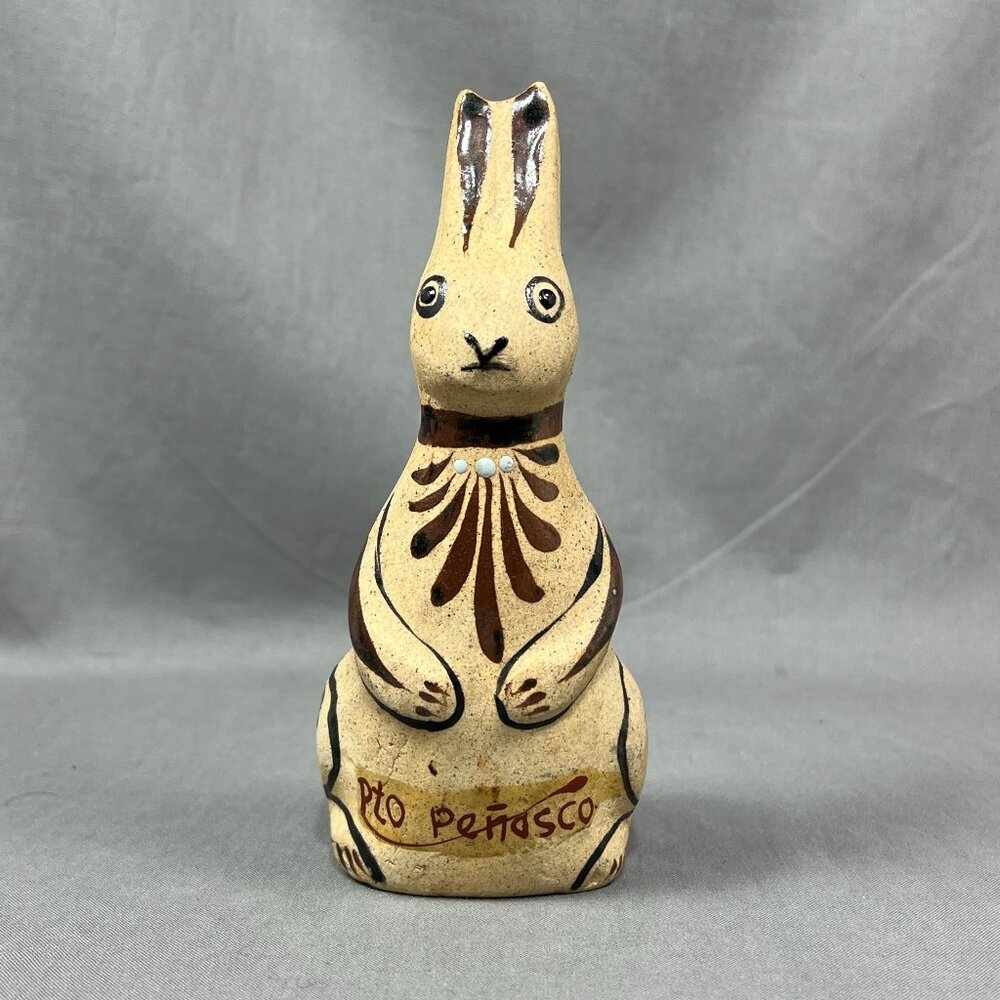 Vtg Netzi Tonala Mexico Sandstone Stoneware Pottery Rabbit Figurine Folk Art
